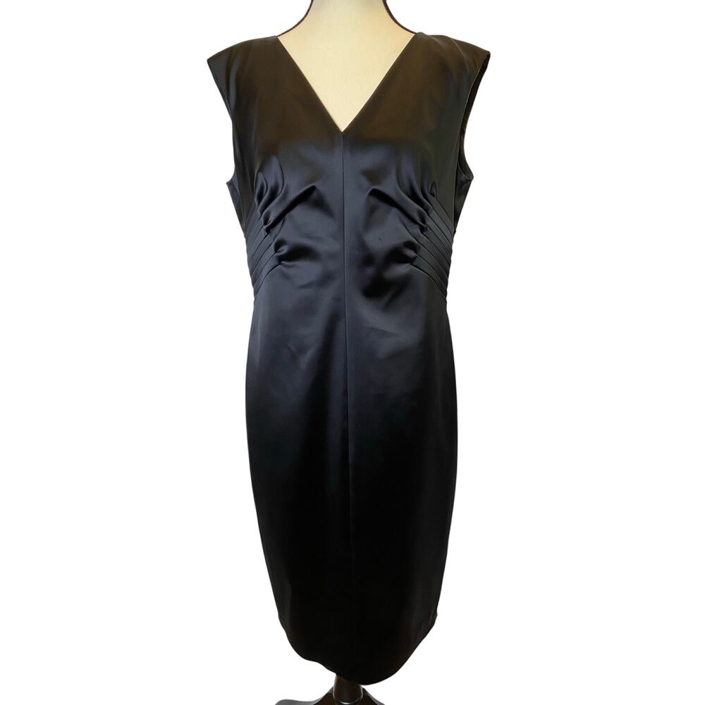 Escada Women's Sheath Cocktail Dress Size EU 40‎ Navy Fitted Midi Evening Dress